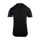 Rear view of black tee with "TOSH SHOW" text in pink on upper back