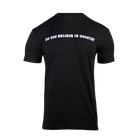 Black t-shirt with white text 'DO YOU BELIEVE IN GHOSTS?'