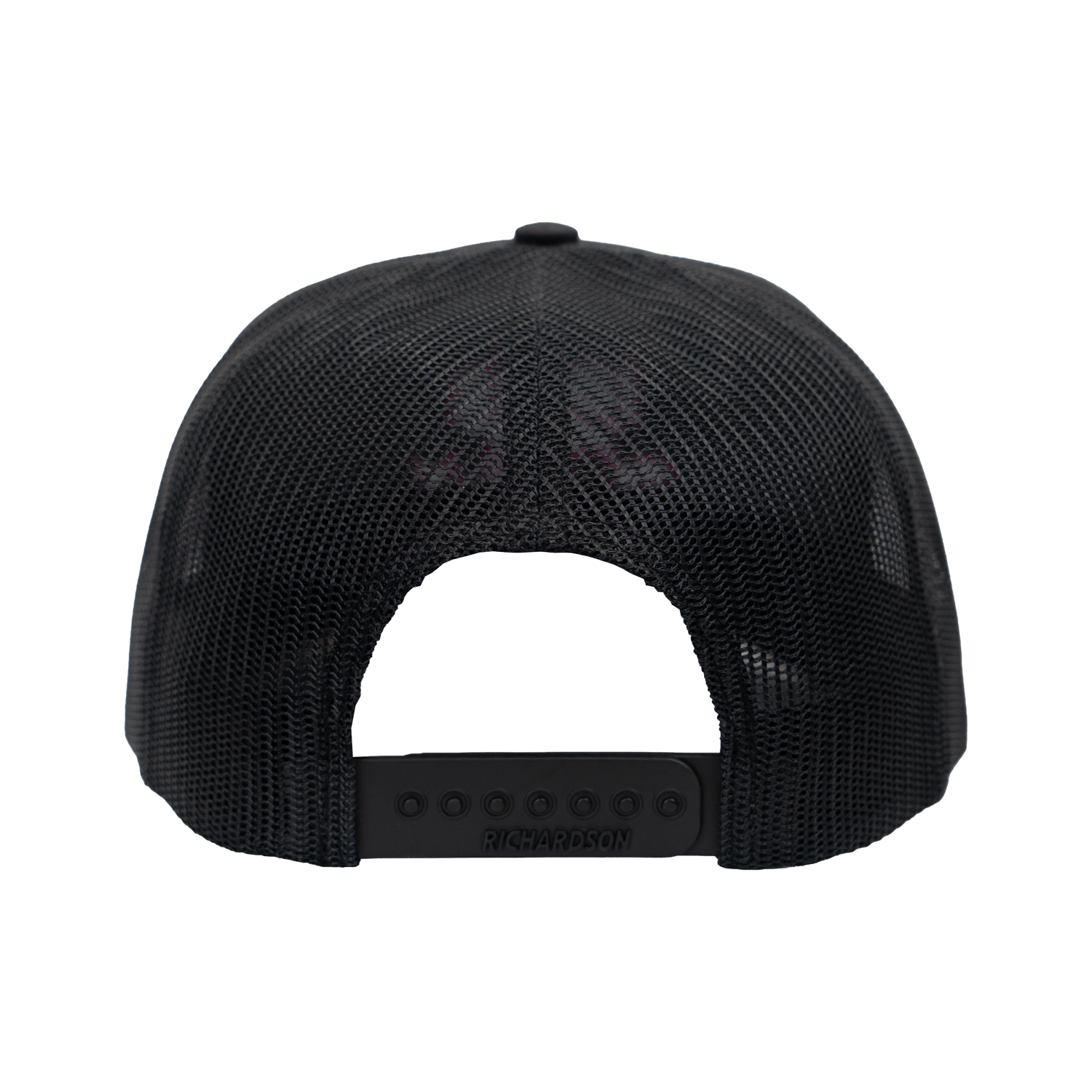 Rear view of black mesh cap